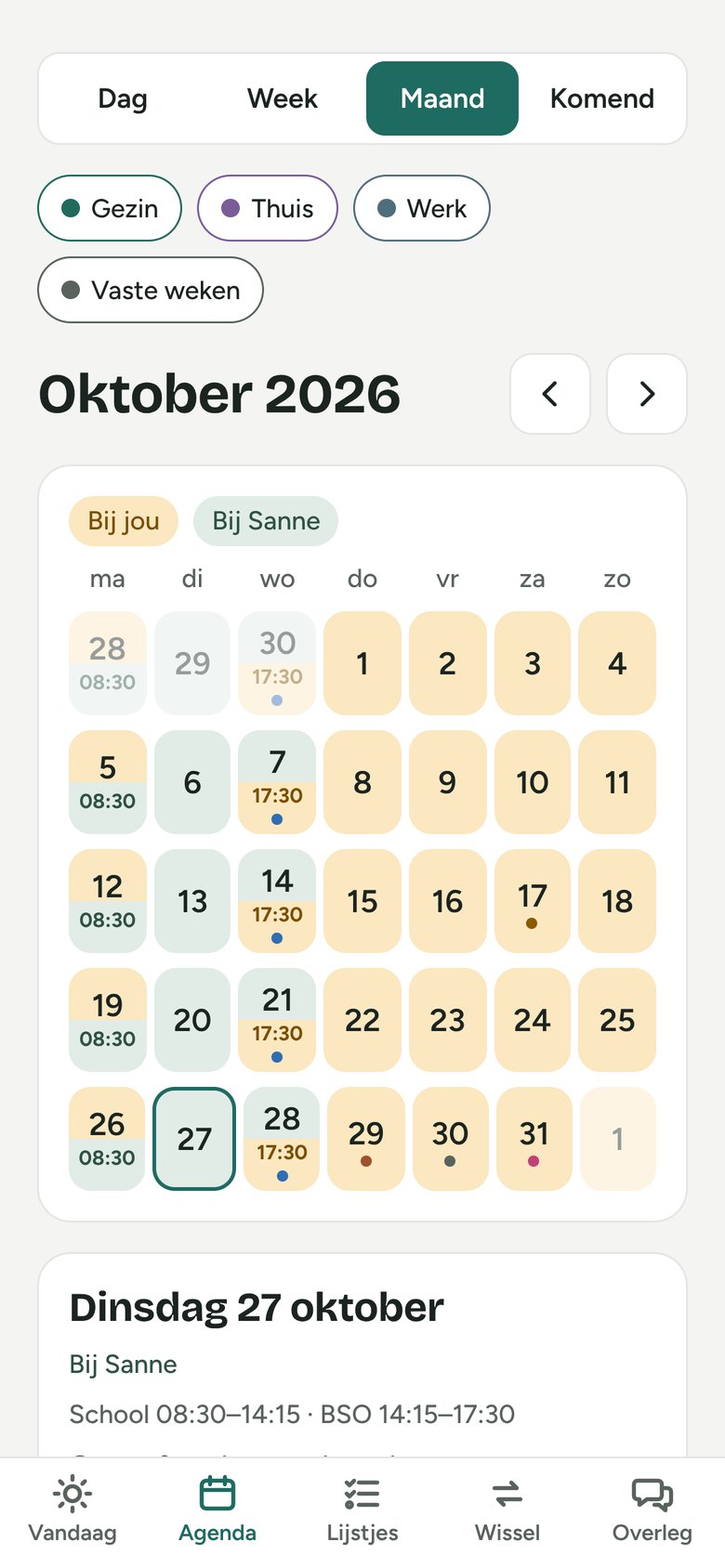 Agenda met papa- en mama-dagen